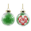 Transparent Christmas tree ball ornament with green filling 8cm