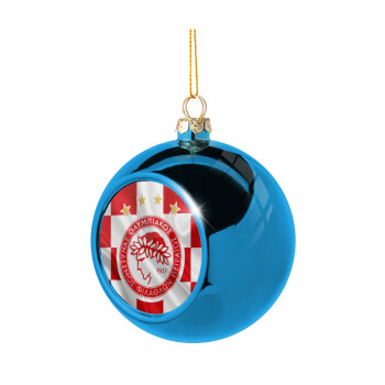 Olympiakos flag, Blue Christmas tree ball ornament 8cm