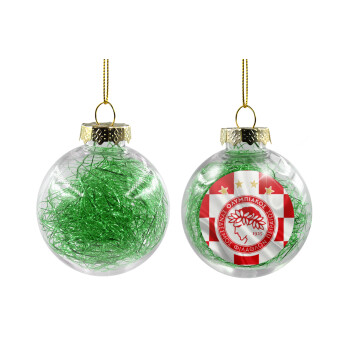 Olympiakos flag, Χριστουγεννιάτικη μπάλα δένδρου διάφανη με πράσινο γέμισμα 8cm