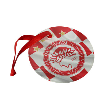 Olympiakos flag, Christmas ornament glass 9cm