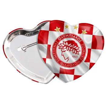 Olympiakos flag, Κονκάρδα παραμάνα καρδιά (57x52mm)