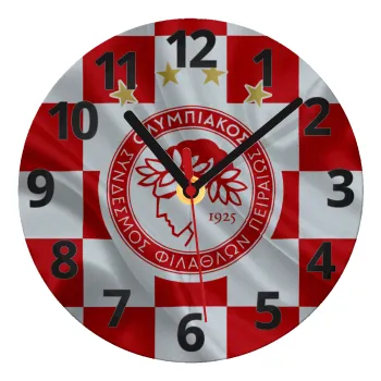 Olympiakos flag, Ρολόι τοίχου γυάλινο (20cm)