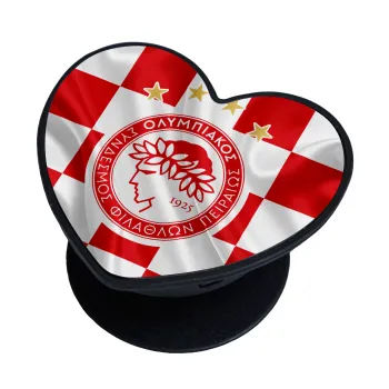 Olympiakos flag, Phone Holders Stand  καρδιά Μαύρο Βάση Στήριξης Κινητού στο Χέρι