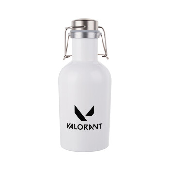 Valorant, Μεταλλικό παγούρι Λευκό (Stainless steel) με καπάκι ασφαλείας 1L
