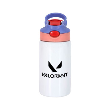 Valorant, Children's hot water bottle, stainless steel, with safety straw, pink/purple (350ml)