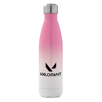Valorant, Μεταλλικό παγούρι θερμός Ροζ/Λευκό (Stainless steel), διπλού τοιχώματος, 500ml