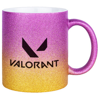 Valorant, Κούπα Χρυσή/Ροζ Glitter, κεραμική, 330ml