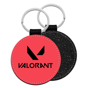 Valorant, Μπρελόκ Δερματίνη, στρογγυλό ΜΑΥΡΟ (5cm)