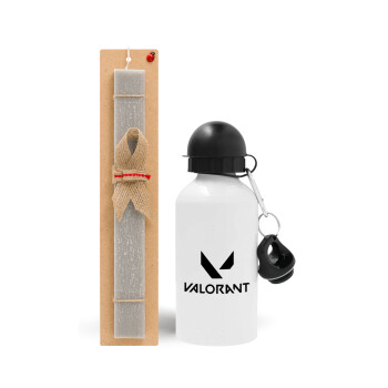 Valorant, Easter Set, metallic aluminum water bottle (500ml) & aromatic flat Easter candle (30cm) (GRAY)