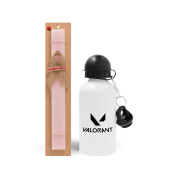Valorant, Easter Set, metallic aluminum bottle (500ml) & aromatic flat Easter candle (30cm) (PINK)
