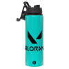 Metallic water bottle with safety lid, 850ml aluminum