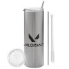 Tumbler stainless steel Silver 600ml, with metal straw & cleaning brush