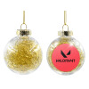 Transparent Christmas tree ball ornament with gold filling 8cm