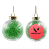 Transparent Christmas tree ball ornament with green filling 8cm