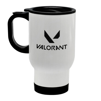 Valorant, Κούπα ταξιδιού ανοξείδωτη με καπάκι, διπλού τοιχώματος (θερμό) λευκή 450ml