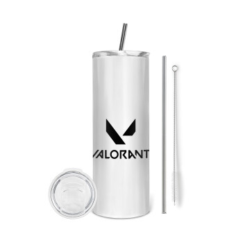 Valorant, Tumbler stainless steel 600ml, with metal straw & cleaning brush