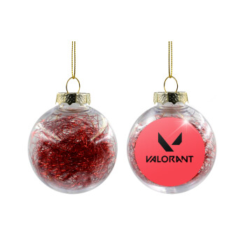 Valorant, Transparent Christmas tree ball ornament with red filling 8cm