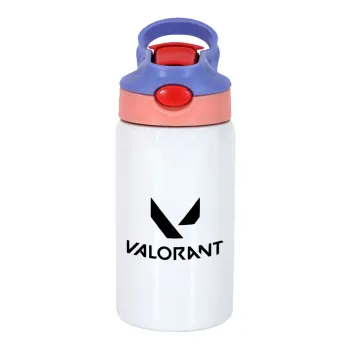 Valorant, Children's hot water bottle, stainless steel, with safety straw, pink/purple (350ml)