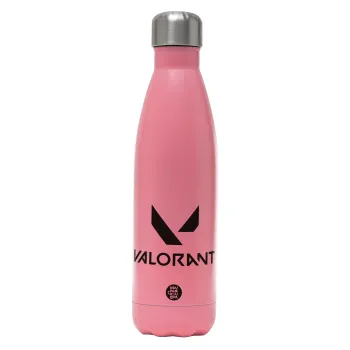 Valorant, Μεταλλικό παγούρι θερμός Ροζ Ματ (Stainless steel), διπλού τοιχώματος, 500ml