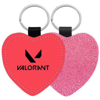 Valorant, Μπρελόκ PU δερμάτινο glitter καρδιά ΡΟΖ