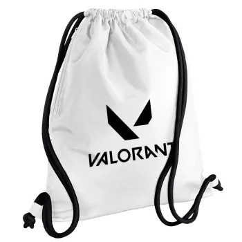 Valorant, Backpack pouch GYMBAG white, with pocket (40x48cm) & thick cords