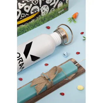 Valorant, Easter Set, metallic silver aluminum water bottle (500ml) & scented flat Easter candle (30cm) (TURQUOISE)
