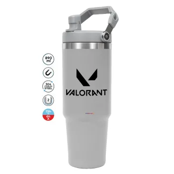 Valorant, ΓΚΡΙ χρώματος Θερμός Ανοξείδωτο 890ml (30oz) με χερούλι