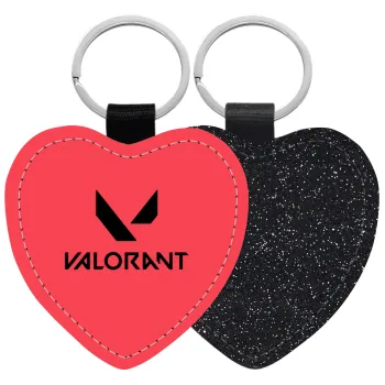 Valorant, Μπρελόκ PU δερμάτινο glitter καρδιά ΜΑΥΡΟ