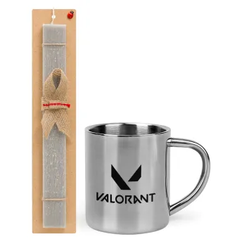 Valorant, Easter Set, metallic thermal cup (300ml) & Easter aromatic flat candle (30cm) (GRAY)