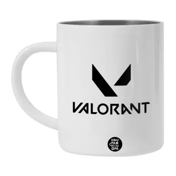 Valorant, Λευκή Ανοξείδωτη Μεταλλική Κούπα 450ml - Διπλού Τοιχώματος 