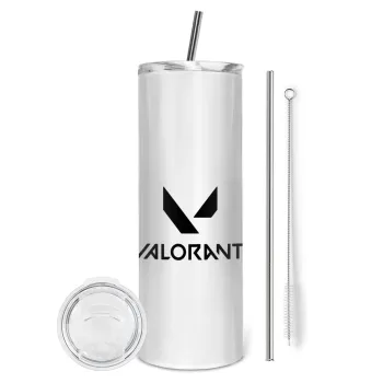Valorant, Tumbler ποτήρι θερμό από ανοξείδωτο ατσάλι 600ml, με μεταλλικό καλαμάκι & βούρτσα καθαρισμού