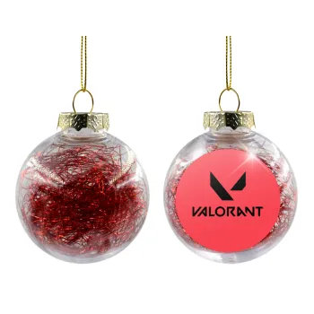 Valorant, Transparent Christmas tree ball ornament with red filling 8cm