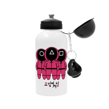 The squid game, Μεταλλικό παγούρι νερού, Λευκό, αλουμινίου 500ml