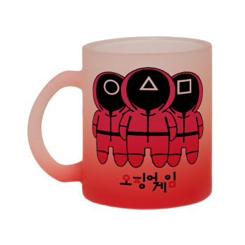 The squid game, Κούπα γυάλινη δίχρωμη με βάση το κόκκινο ματ, 330ml