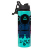 Metallic water bottle with safety lid, 850ml aluminum