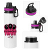 Metallic water bottle with safety lid, 850ml aluminum