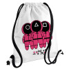 Backpack pouch GYMBAG white, with pocket (40x48cm) & thick cords