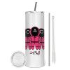 Tumbler stainless steel 600ml, with metal straw & cleaning brush