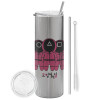 Tumbler stainless steel Silver 600ml, with metal straw & cleaning brush