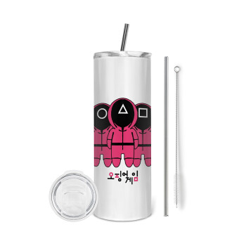 The squid game, Eco friendly stainless steel tumbler 600ml, with metal straw & cleaning brush
