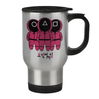 The squid game, Κούπα ταξιδιού ανοξείδωτη με καπάκι, διπλού τοιχώματος (θερμό) 450ml