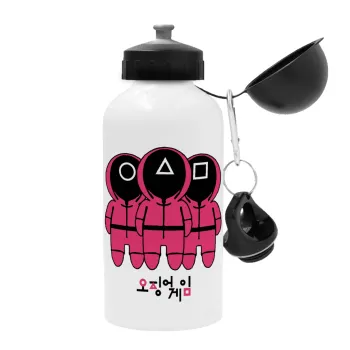 The squid game, Metal water bottle, White, aluminum 500ml