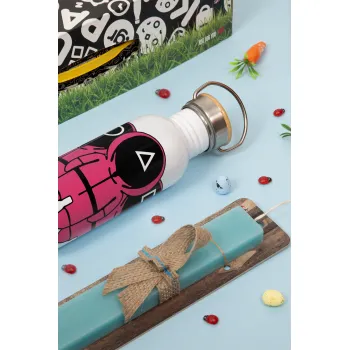 The squid game, Πασχαλινή Λαμπάδα με παγούρι μεταλλικό (620ml, stainless steel) & κερί αρωματικό πλακέ (30cm) (ΤΙΡΚΟΥΑΖ)