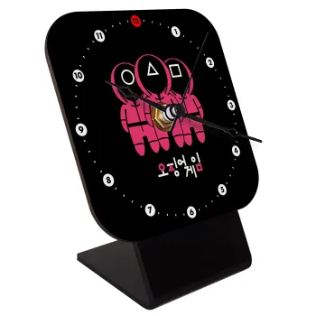 The squid game, Επιτραπέζιο ρολόι ξύλινο με δείκτες (10cm)