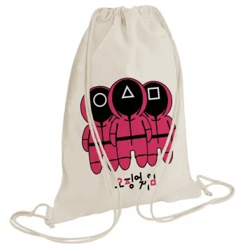 The squid game, Τσάντα πλάτης πουγκί GYMBAG natural (28x40cm)