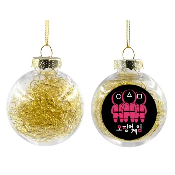 The squid game, Transparent Christmas tree ball ornament with gold filling 8cm