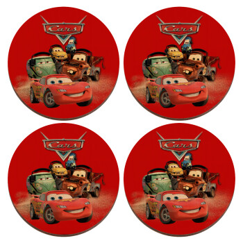 Αυτοκίνητα, ΣΕΤ x4 Σουβέρ ξύλινα στρογγυλά plywood (9cm)