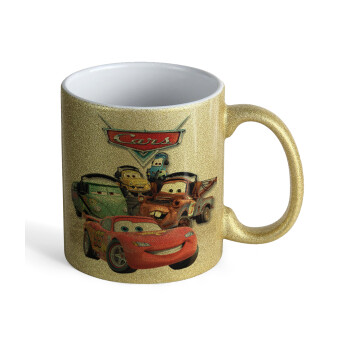 Αυτοκίνητα, Κούπα Χρυσή Glitter που γυαλίζει, κεραμική, 330ml