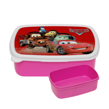 Αυτοκίνητα, ΡΟΖ παιδικό δοχείο φαγητού (lunchbox) πλαστικό (BPA-FREE) Lunch Βox M18 x Π13 x Υ6cm