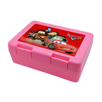 Αυτοκίνητα, Παιδικό δοχείο κολατσιού ΡΟΖ 185x128x65mm (BPA free πλαστικό)